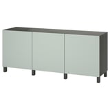 Ikea BESTÅ graues Sideboard, modernes Design, drei Abschnitte, verstellbare Regale.