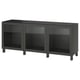 Schwarzes BESTÅ Sideboard, 3 Aufbewahrungseinheiten mit Glastüren. Modernes, rechteckiges Design mit verstellbaren Einlegeböden.