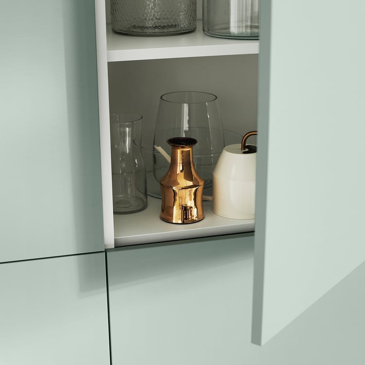 BESTÅ Aufbewahrung mit Türen - weiß/Hjortviken blasses Graugrün - IKEA