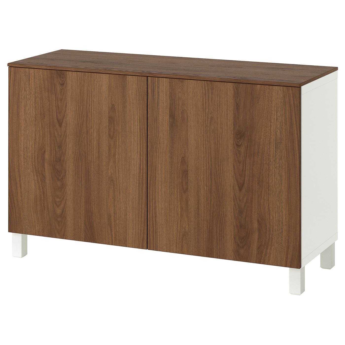 IKEA BESTÅ Aufbewahrung mit Türen weiß/Lappviken/Stubbarp Nussbaumnachbildung 120x42x75 cm