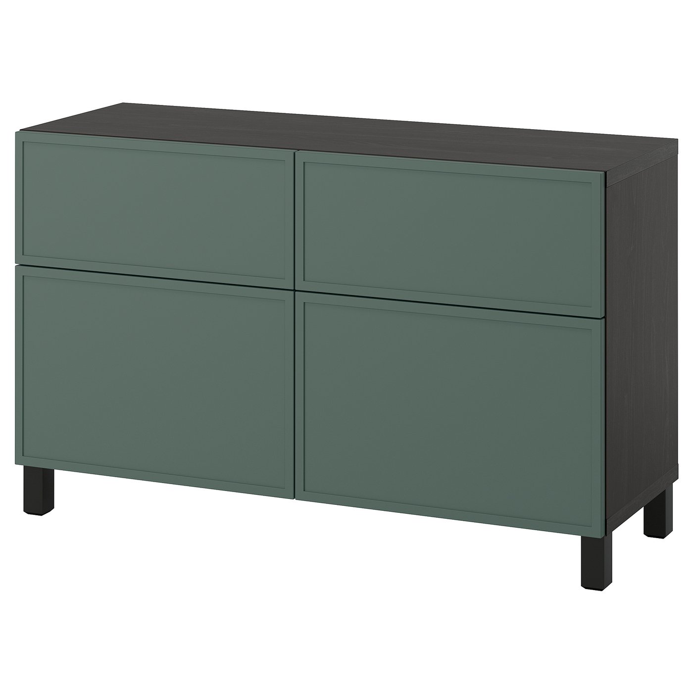 IKEA BESTÅ Aufbewkomb.+Türen/Schubladen schwarzbraun/Krukmakare dunkel graugrün