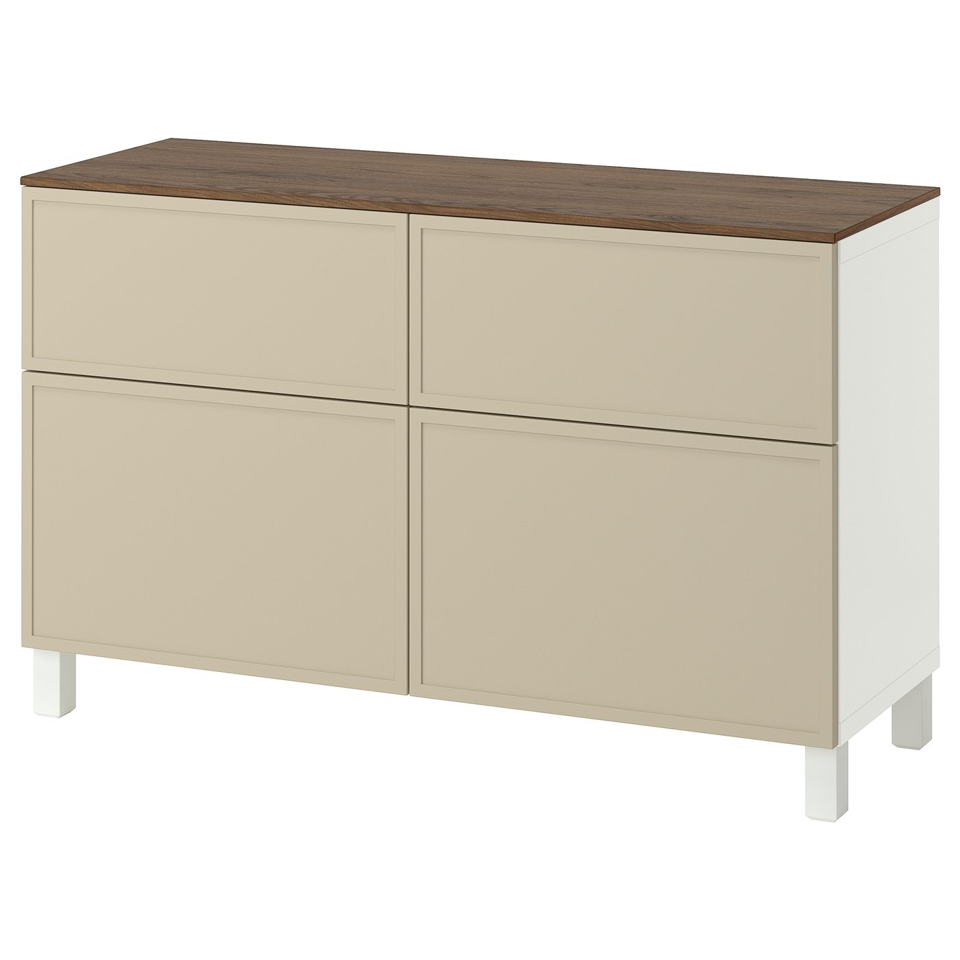 IKEA BESTÅ Aufbewkomb.+Türen/Schubladen weiß/Krukmakare beige 120x42x75 cm