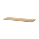 Ein rechteckiges Holzregal namens BESTÅ aus Eichenfurnier, hellbraun, flach und glatt.