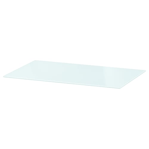 Ikea BESTÅ Platte aus weißem Glas, rechteckiges, schlankes Design.