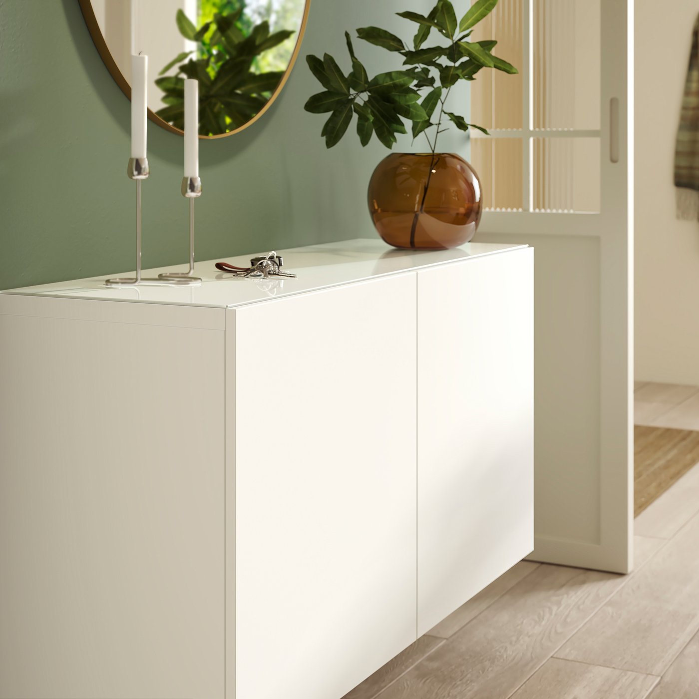 Thumbnail - IKEA BESTÅ Deckplatte Glas/weiß 120x40 cm