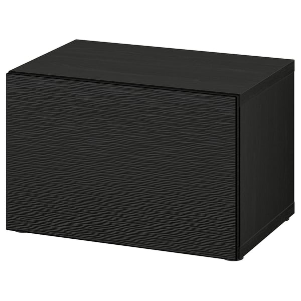 Schwarzer BESTÅ Aufbewahrungsschrank, schlankes, minimalistisches Design mit klaren Linien.