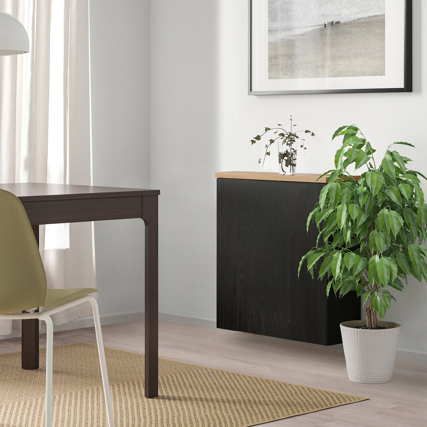 Thumbnail - IKEA BESTÅ Schrankkombination für Wandmontage schwarzbraun Lappviken/Eichenfurnier