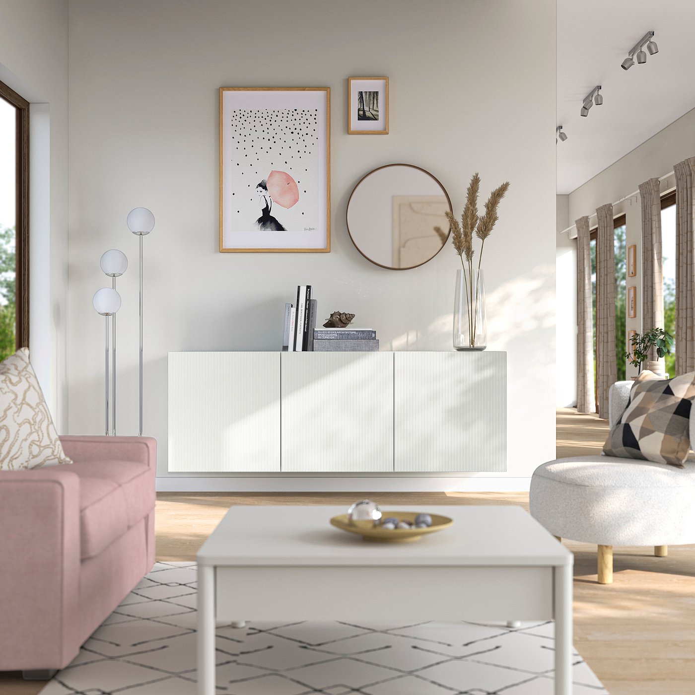 Thumbnail - IKEA BESTÅ Schrankkombination für Wandmontage weiß/Förvaltare weiß