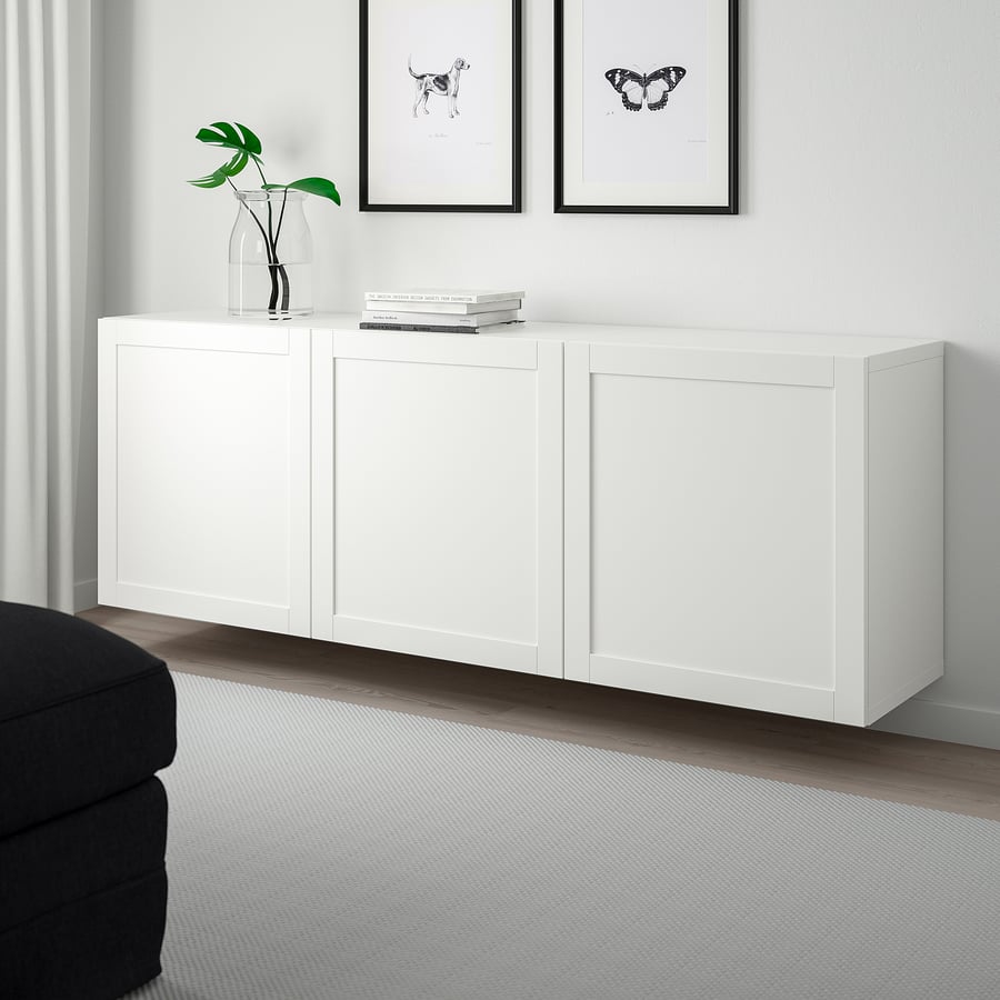 Ikea Besta Wandmontage Mit Schiene Anleitung BESTÅ Schrankkombination für Wandmontage, weiß/Hanviken weiß, 180x42x64