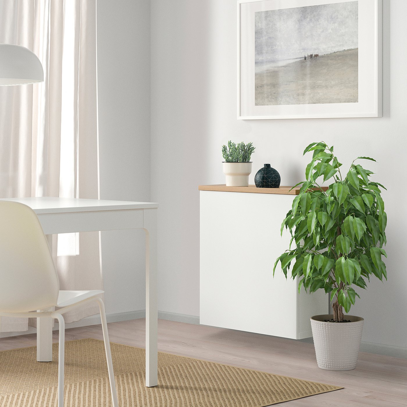 Thumbnail - IKEA BESTÅ Schrankkombination für Wandmontage weiß Lappviken/Eichenfurnier