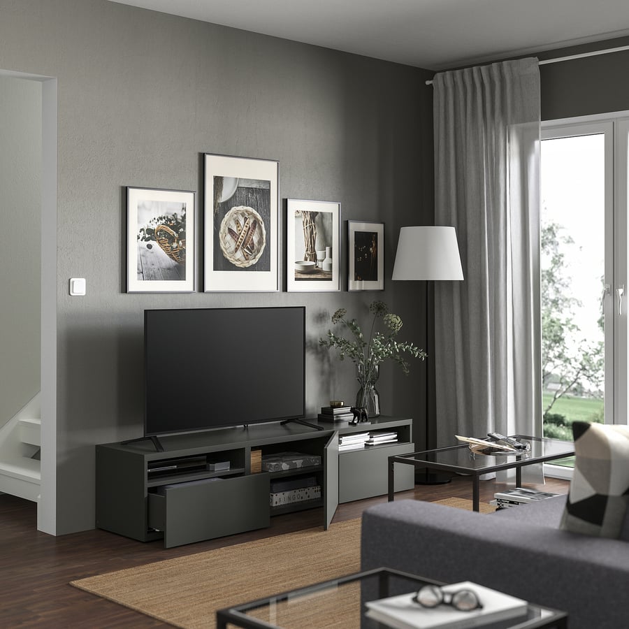 Ikea Besta Tv Bank Wandmontage Anleitung BESTÅ TV-Bank, dunkelgrau/Lappviken dunkelgrau, 180x42x39 cm - IKEA