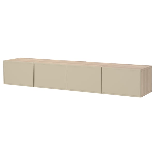 BESTÅ TV-Bank mit Türen, Eicheneff wlas/Krukmakare beige, 240x42x38 cm