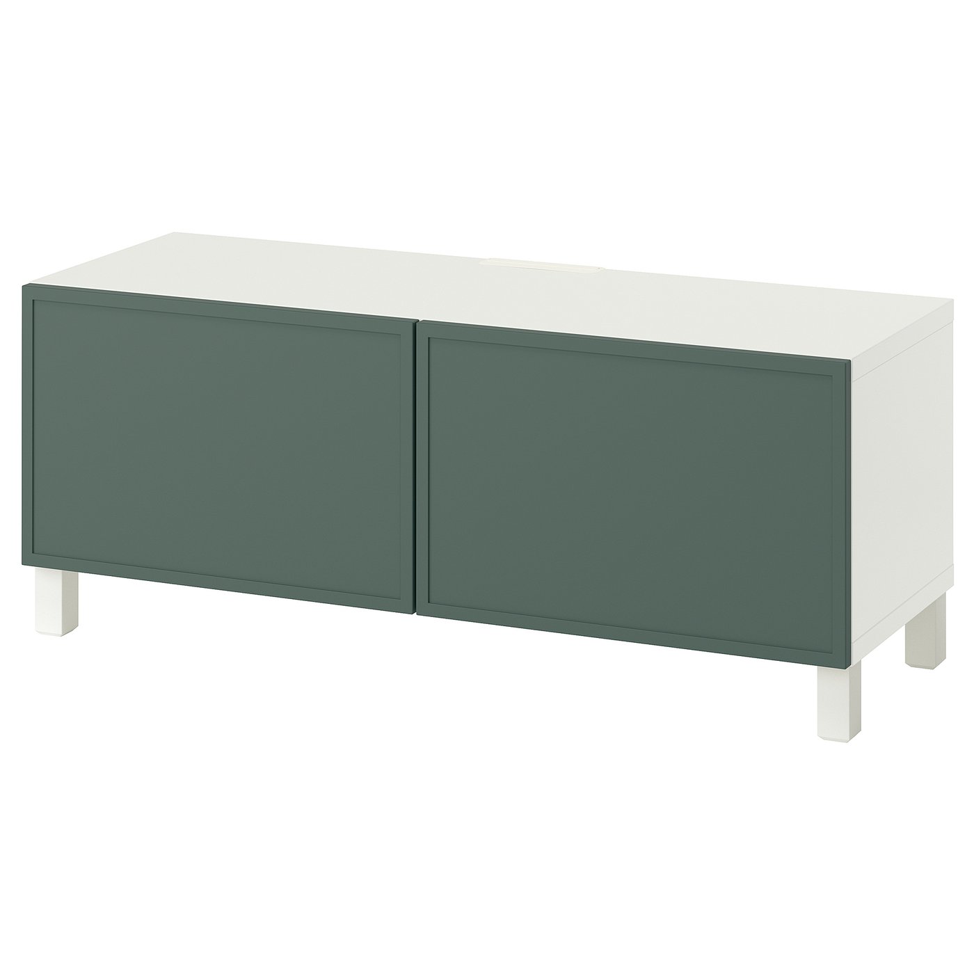 IKEA BESTÅ TV-Bank mit Türen weiß/Krukmakare dunkel graugrün 120x42x48 cm