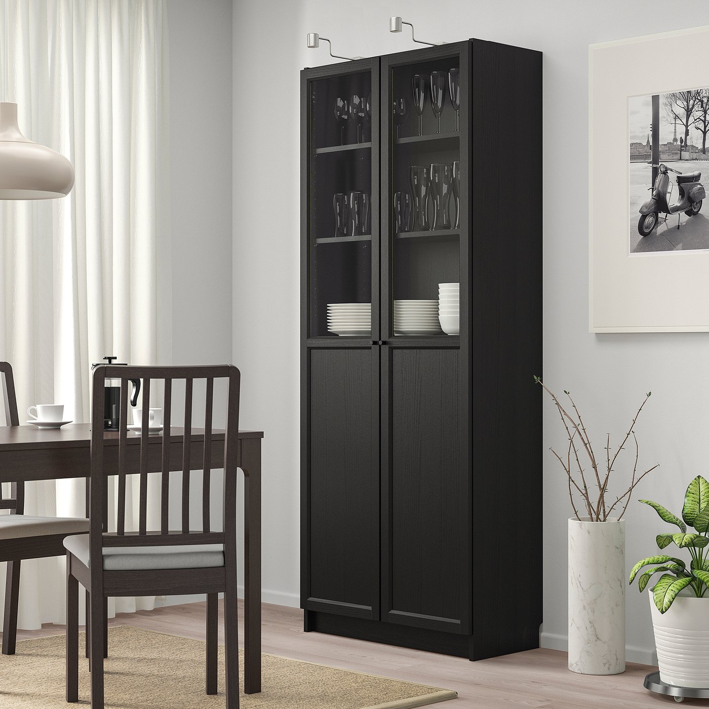 Billy Bucherregal Mit Paneel Vitrturen Schwarzbraun Ikea Deutschland