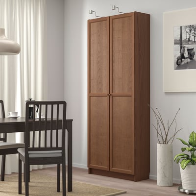 BILLY Bücherregal mit Türen - braun Eschenfurnier - IKEA Deutschland