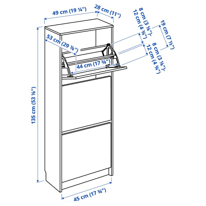 BISSA Schuhschrank 3 Fächer, weiß, 49x28x135 cm IKEA Deutschland