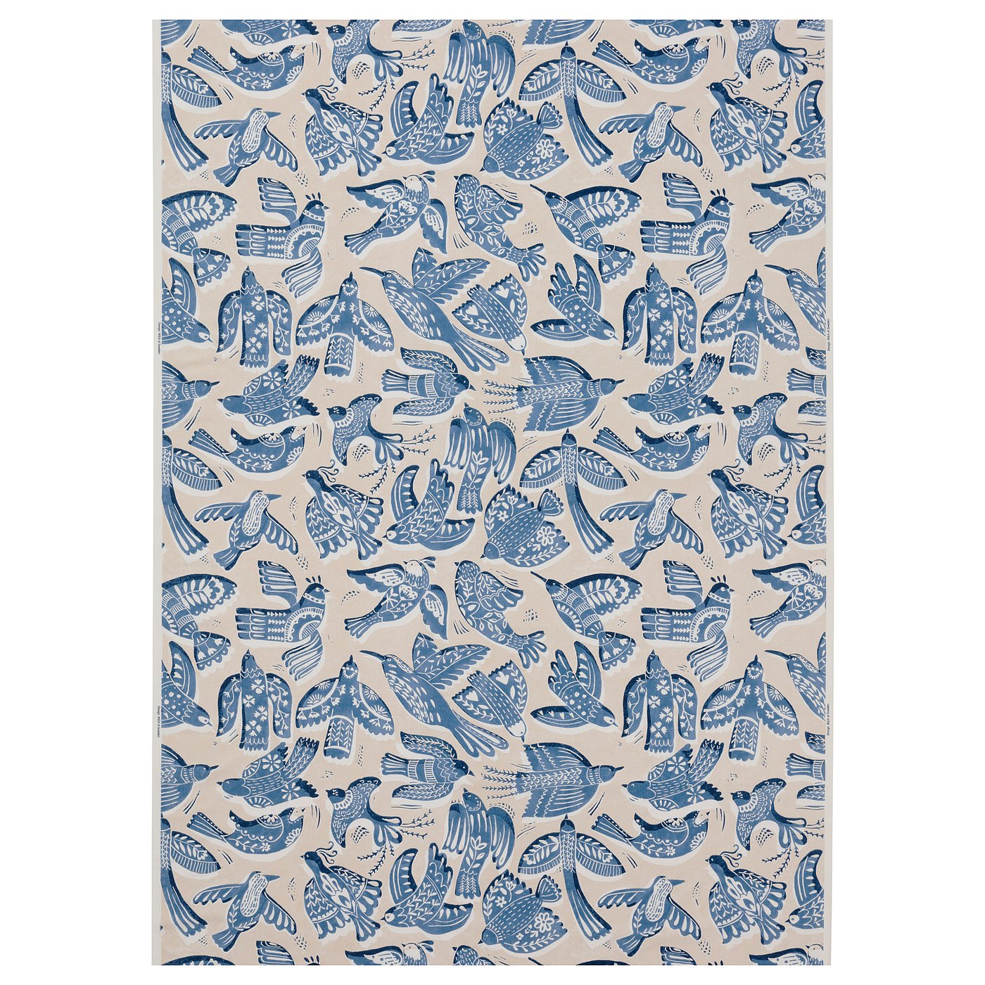 IKEA BITTERSÖTA Stoffbahn beige/blau/Vogelmuster
