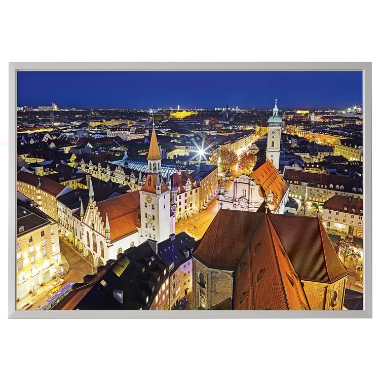 BJÖRKSTA Gerahmtes Bild - Stadtsilhouette München/D/aluminiumfarben