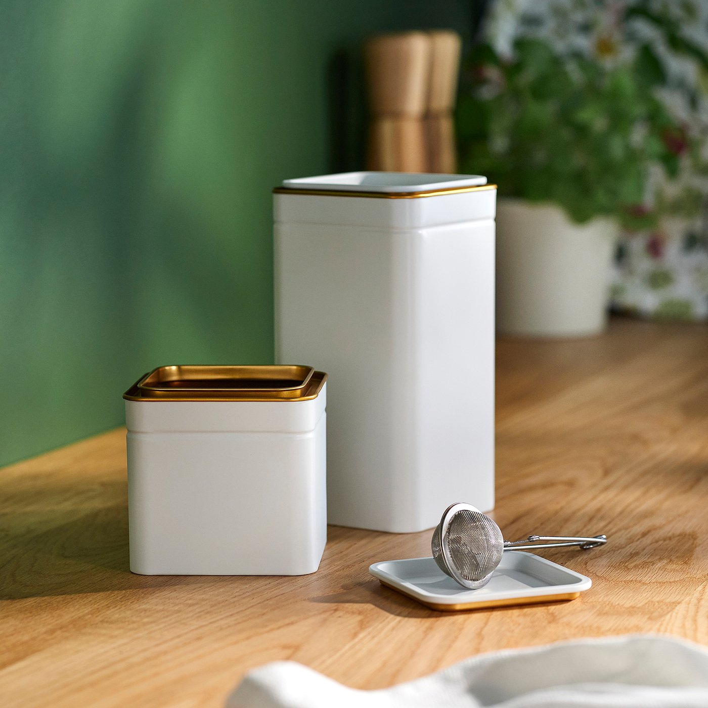 Thumbnail - IKEA BLOMNING Dose mit Deckel elfenbeinweiß für Kaffee/Tee 10x10x10 cm