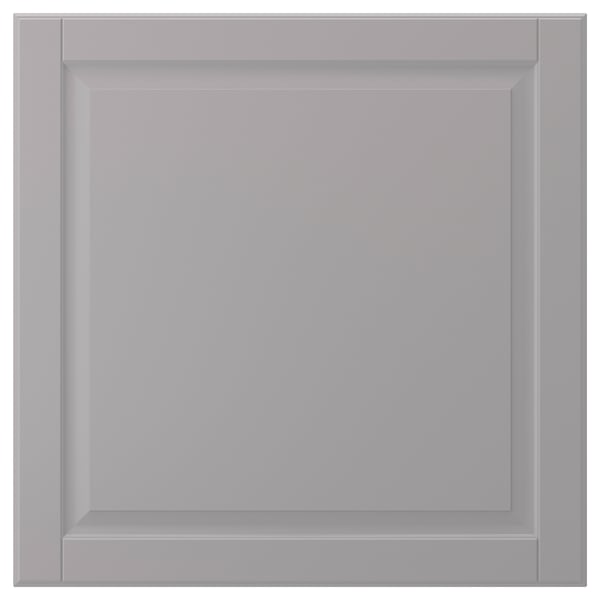 Graue quadratische BODBYN-Schranktür mit abgeschrägtem Paneel, lackiert.