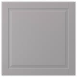 Graue quadratische BODBYN-Schranktür mit abgeschrägtem Paneel, lackiert.