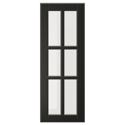 Eine schwarze Glastür BODBYN mit abgeschrägtem Rahmen und gehärtetem Glas mit klassischem und raffiniertem Design.