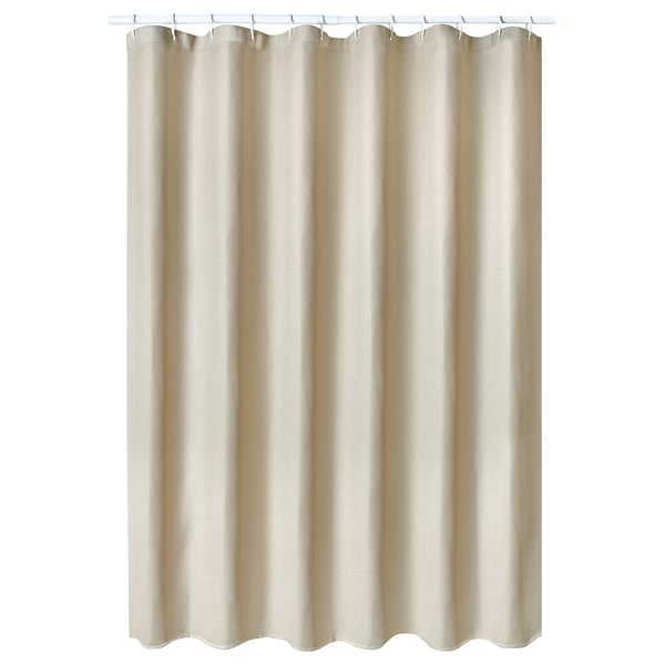 BORSTALOE Duschvorhang, beige, recyceltes Polyester, Waffelstruktur, klassisches Design.