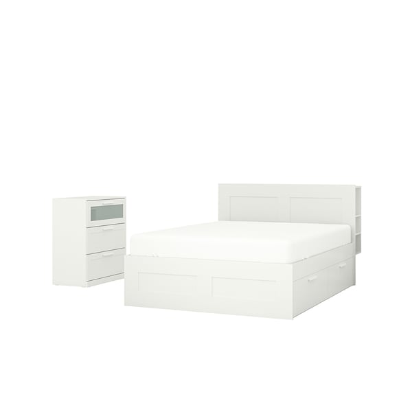 Ikea BRIMNES Bettrahmen mit Stauraum und Kommode mit 3 Schubladen.