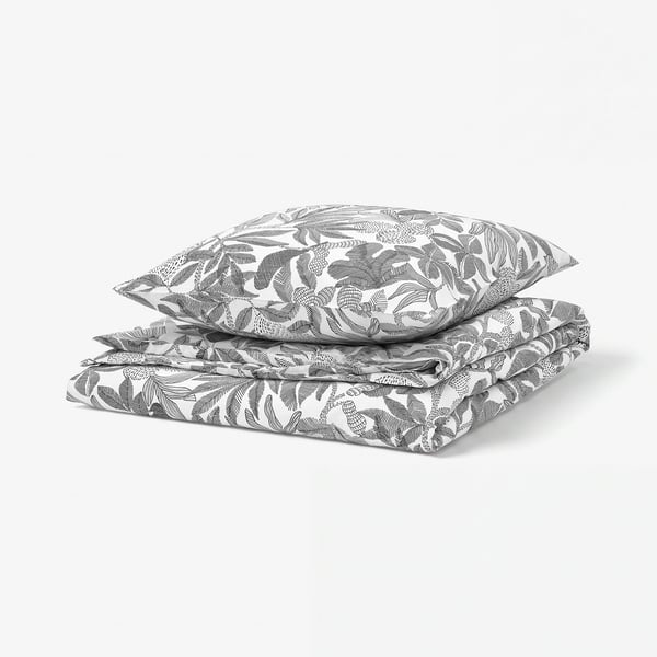 BROKDRACENA Bettwäsche-Set, 2-teilig, weiß/schwarz, 140x200/80x80 cm