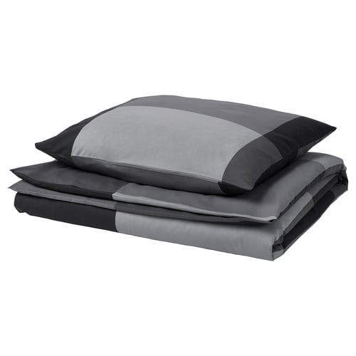 BRUNKRISSLA Bettwäsche-Set, 2-teilig, schwarz, 155x220/80x80 cm