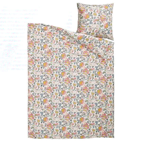 DAGGSALVIA Bettwäsche-Set, 2-teilig, bunt/Blumenmuster, 140x200/80x80 cm