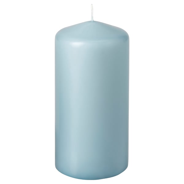 DAGLIGEN Blockkerze duftneutral, blassblau, 14 cm 40 Std.