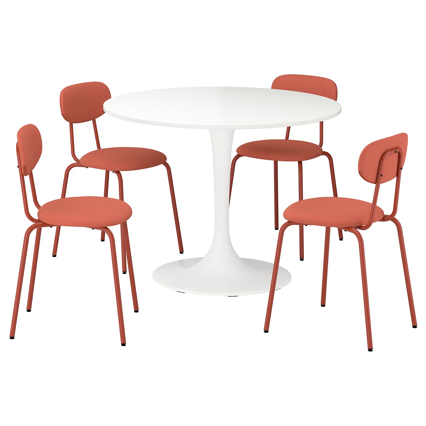 IKEA DOCKSTA / SANDSBERG Tisch und 4 Stühle weiß/Remmarn rotbraun