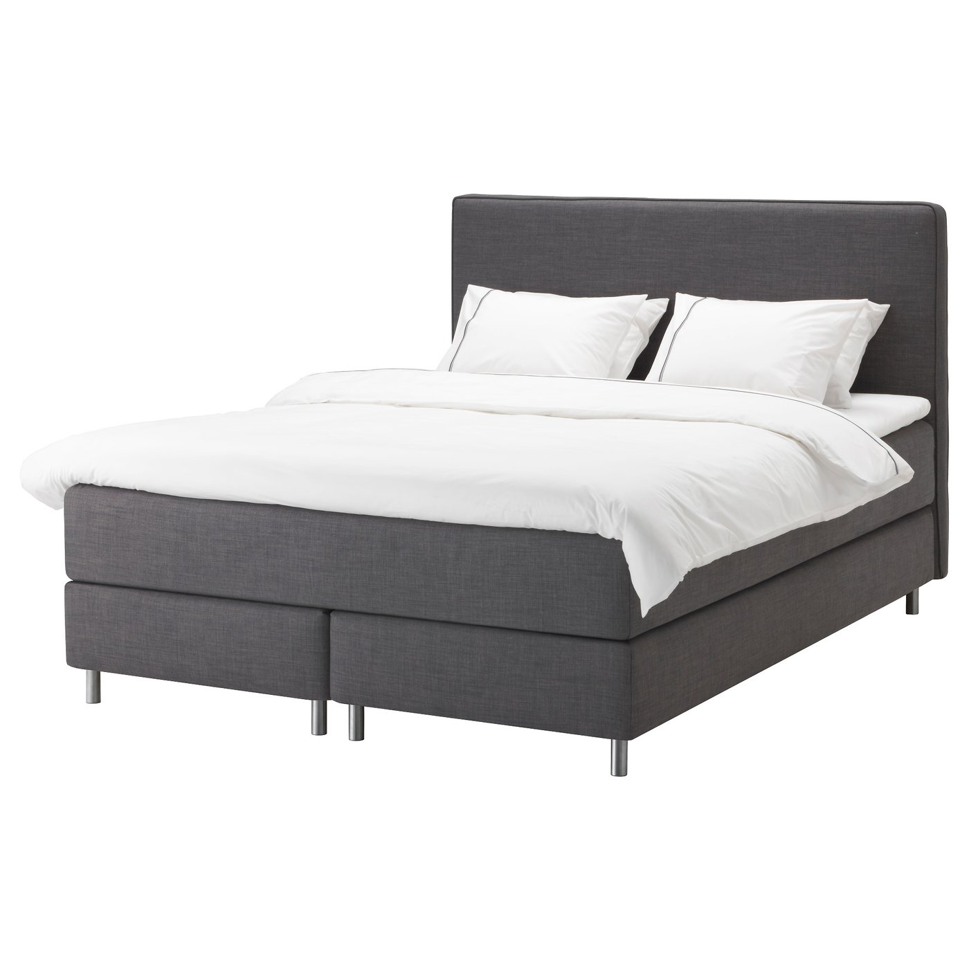 IKEA DUNVIK Boxspringbett Vågstranda mittelfest/Nordberget Skiftebo dunkelgrau 180x200 cm