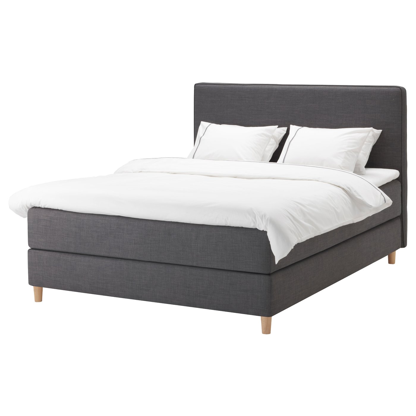 IKEA DUNVIK Boxspringbett Valevåg fest/Nordberget Skiftebo dunkelgrau 140x200 cm