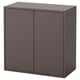 Ein grauer EKET-Schrank mit 3-türigem Design, schlichter und moderner Form, hergestellt aus Faserplatten und Spanplatten.