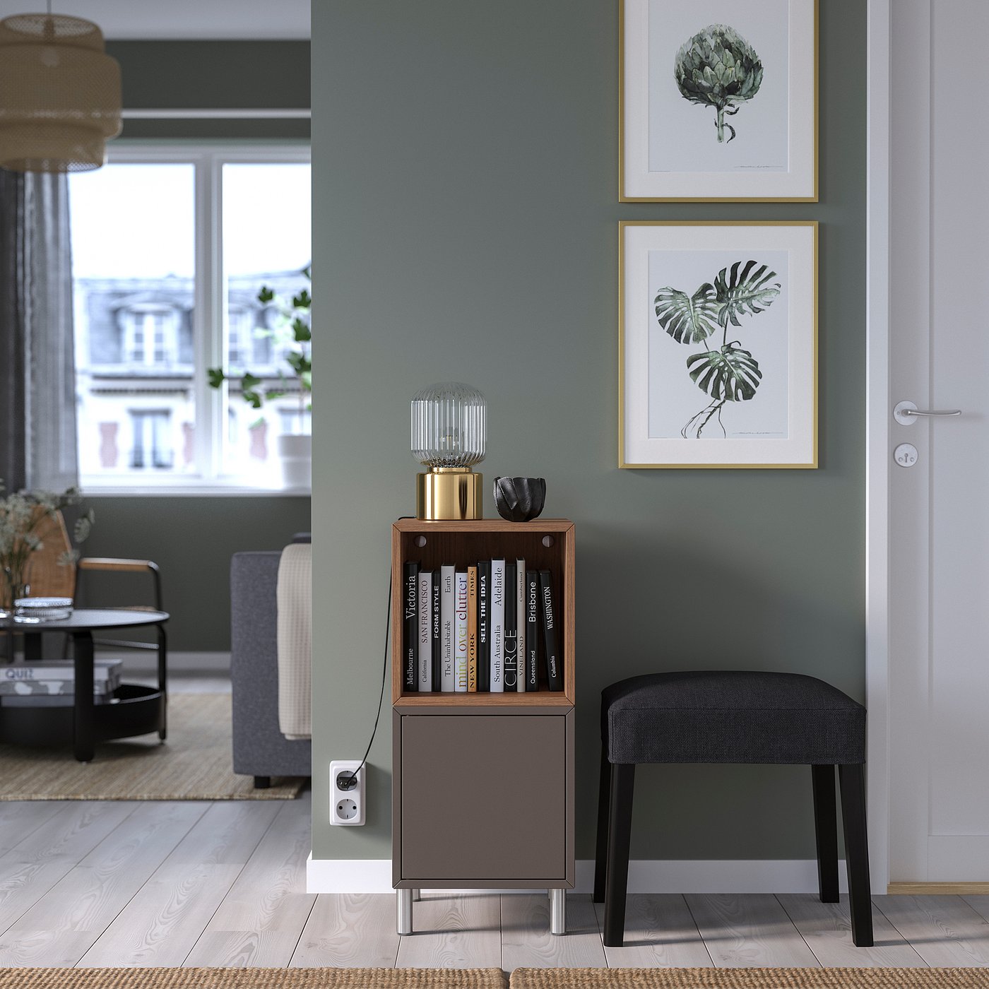 Thumbnail - IKEA EKET Schrankkombination/Beine dunkelgrau/Nussbaumnachbildung