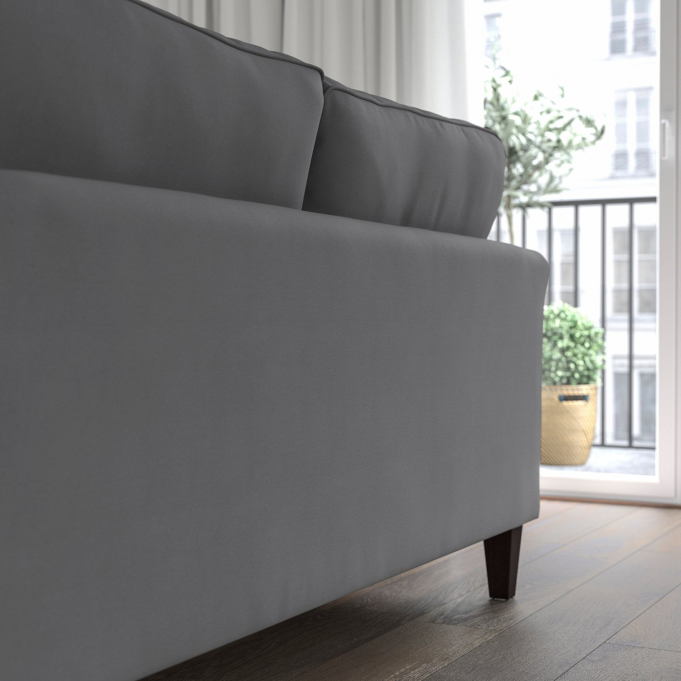 Thumbnail - IKEA EKHOLMA Ecksofa 4-sitzig ohne Abschluss Hakebo dunkelgrau Hakebo dunkelgrau