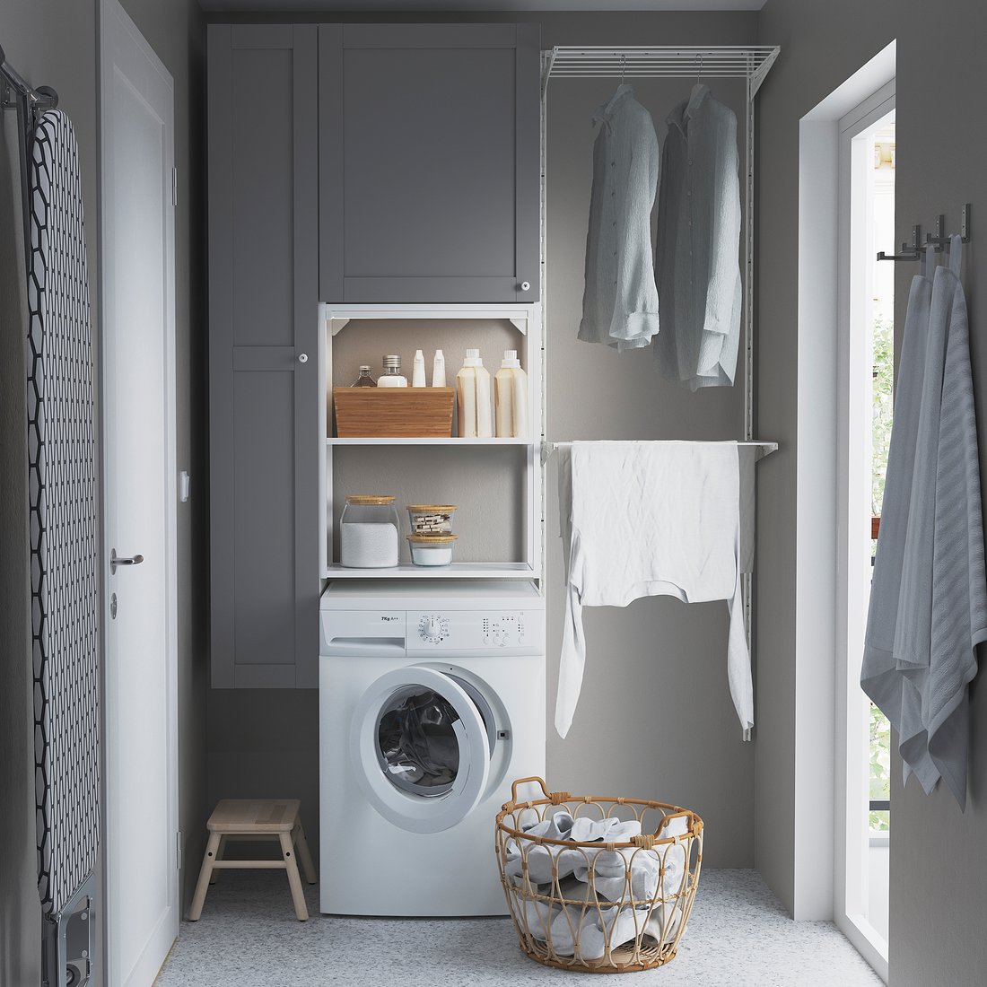 ENHET Aufbewkombi für Wäsche - weiß/grau Rahmen - IKEA Deutschland