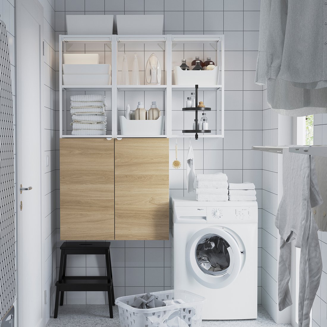 ENHET Aufbewkombi für Wand - weiß/Eichenachbildung - IKEA Deutschland