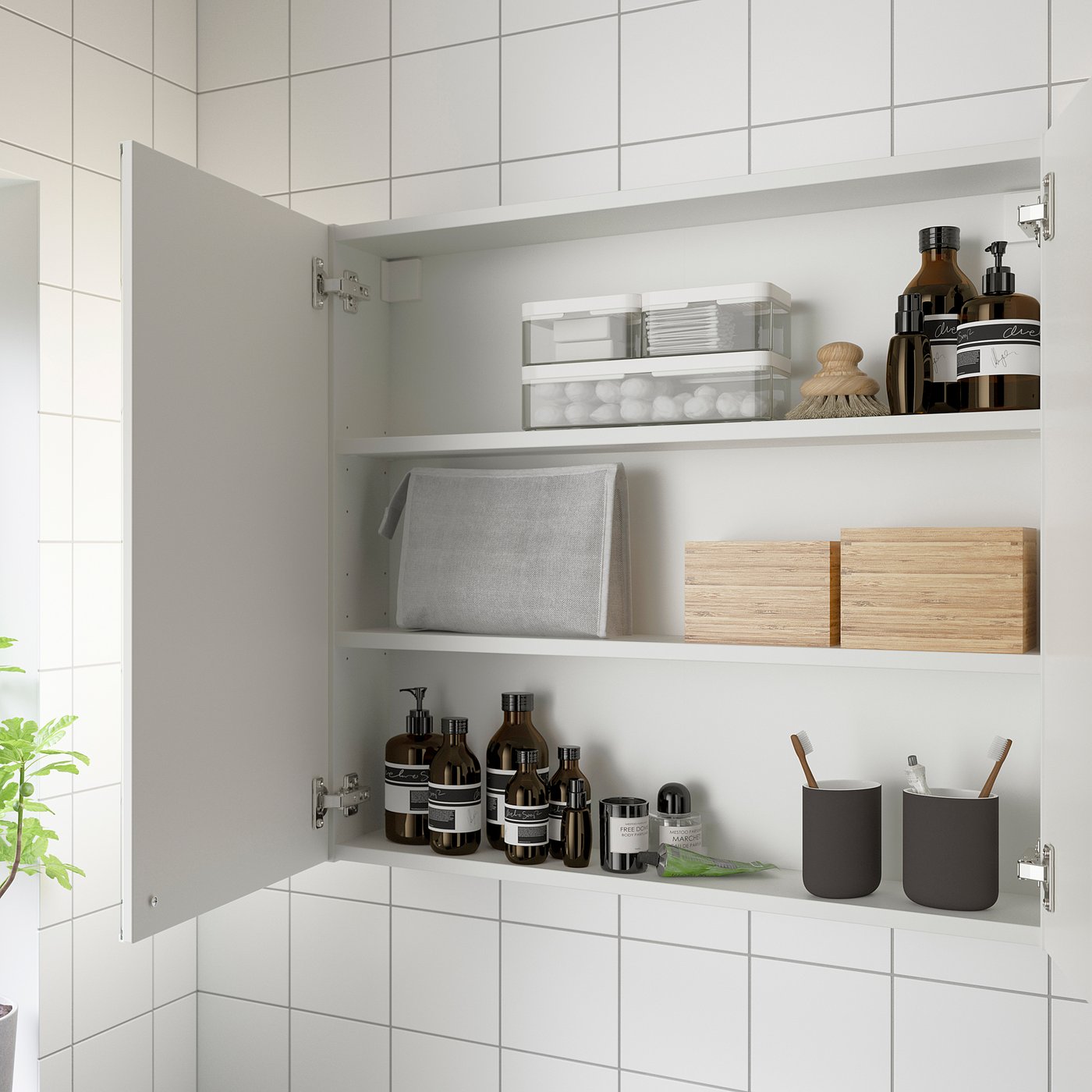 Thumbnail - IKEA ENHET Spiegelschrank 2 Türen weiß 80x17x75 cm