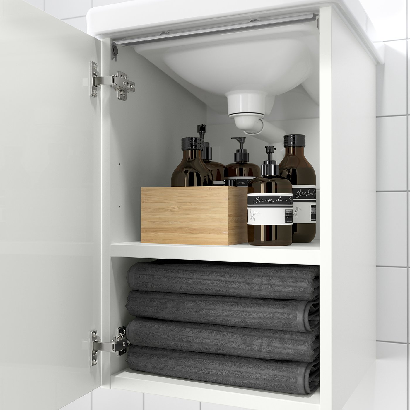 ENHET / TVÄLLEN Waschkommode, 1 Tür - Hochglanz weiß/weiß PILKÅN