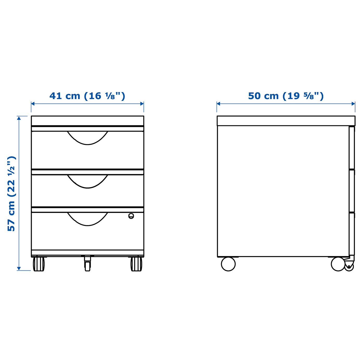 erik rollcontainer mit 3 schubladen weiss 41x57 cm ikea deutschland