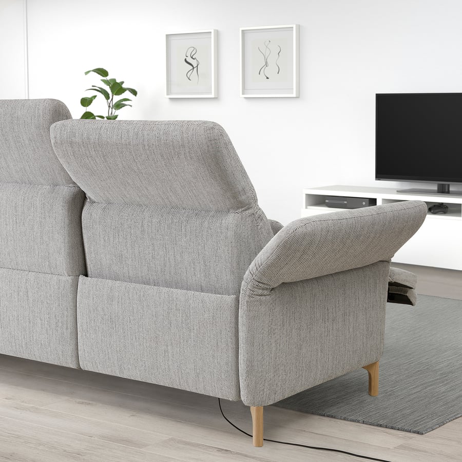FAMMARP 2erSofa + elektr. Ruhesessel, Holz/Viarp beige/braun IKEA