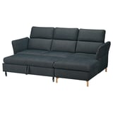 FAMMARP dunkelgraues Sofa mit verstellbaren Kopfstützen und Holzbeinen.
