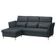 FAMMARP dunkelgraues modernes Sofa, L-förmig, Holzbeine, verstellbare Kissen, bequemes Design.