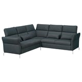 Modernes dunkelgraues, l-förmiges FAMMARP-Sofa mit verstellbaren Kopfstützen und Armlehnen in einem schlanken Design mit Metallbeinen.