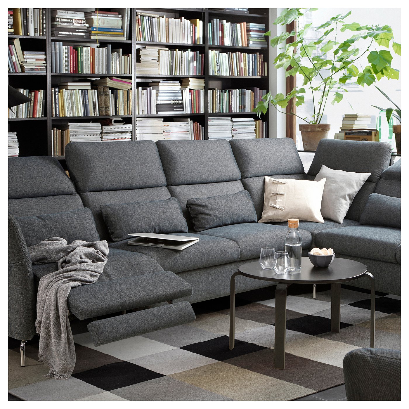 Thumbnail - IKEA FAMMARP Ecksofa 5-sitzig m elek Ruhesessel Metall/Tallmyra schwarz/grau Metall/Tallmyra schwarz/grau