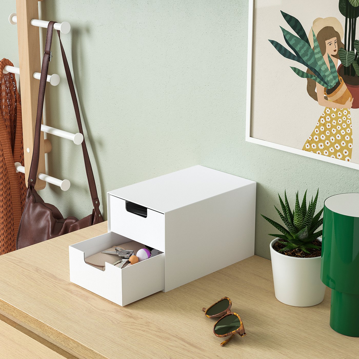 Thumbnail - IKEA FJÄDERHARV Minikommode mit 2 Schubladen weiß 16x25 cm
