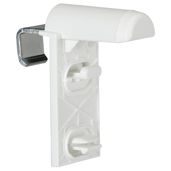 FRIDANS bohrfreier Fensterhalter, weiß, Kunststoff und Metall, rechteckige Form.